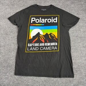 Polaroid Land Camera Shirt Mens M Graphic Black Cotton Short Sleeve
